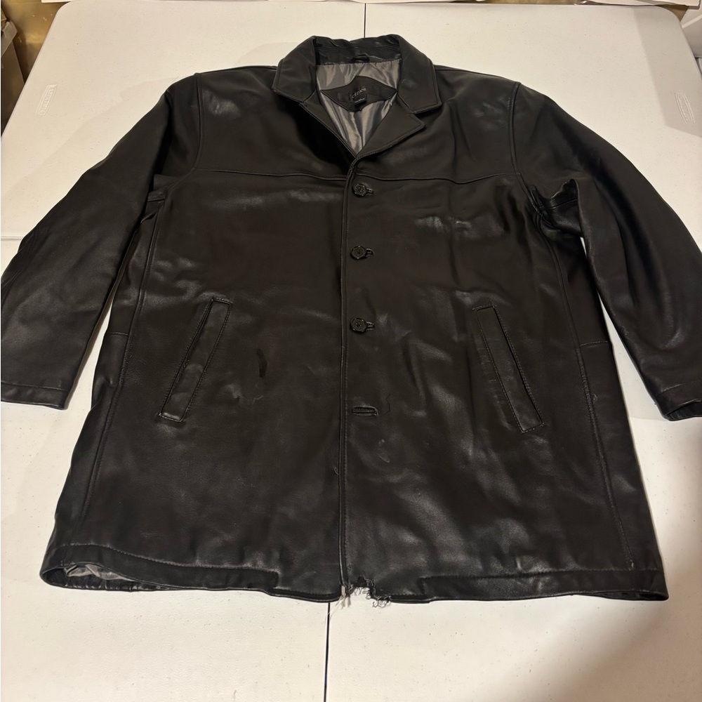 Cezani Button Down Authentic Black Leather Jacket Men’s Size XL